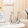 Home Decor Happy Silver Deer Statue Family Piano Finish Ceramic Figures (Set of 3, Silver)