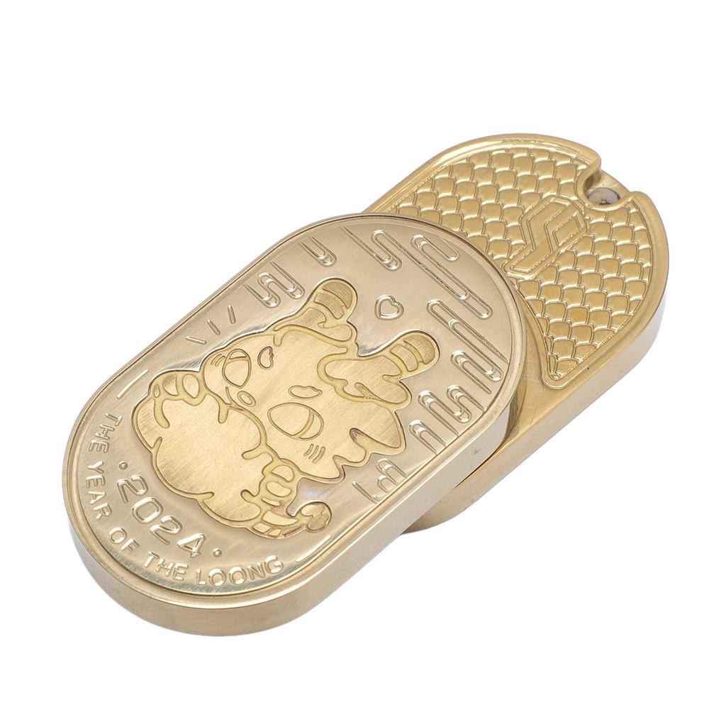 Dragon Pattern Fingertip Slider Toy Portable Fingertip Push Card Toy Stainless Steel Push Card