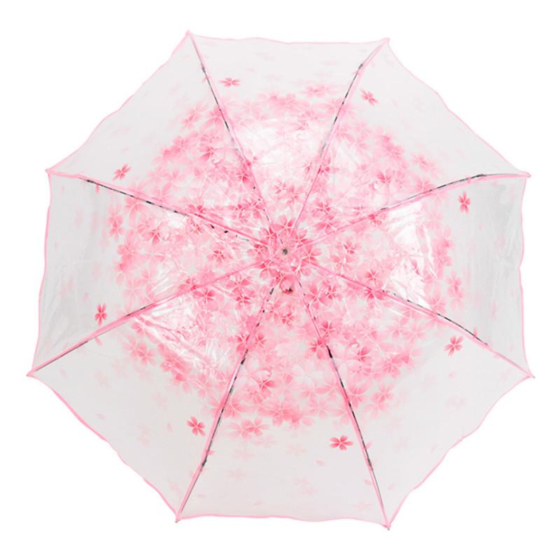 Fashion Anti-UV Sun/Rain Umbrella Transparent Clear Umbrella Cherry Blossom Mushroom Apollo Sakura 3 Fold Umbrella Rain Gear