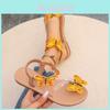Women's Summer Flat Sandals Toe Cap 3d Butterfly Embroidery Elastic Ankle Strap Sandals Factory Direct Sales