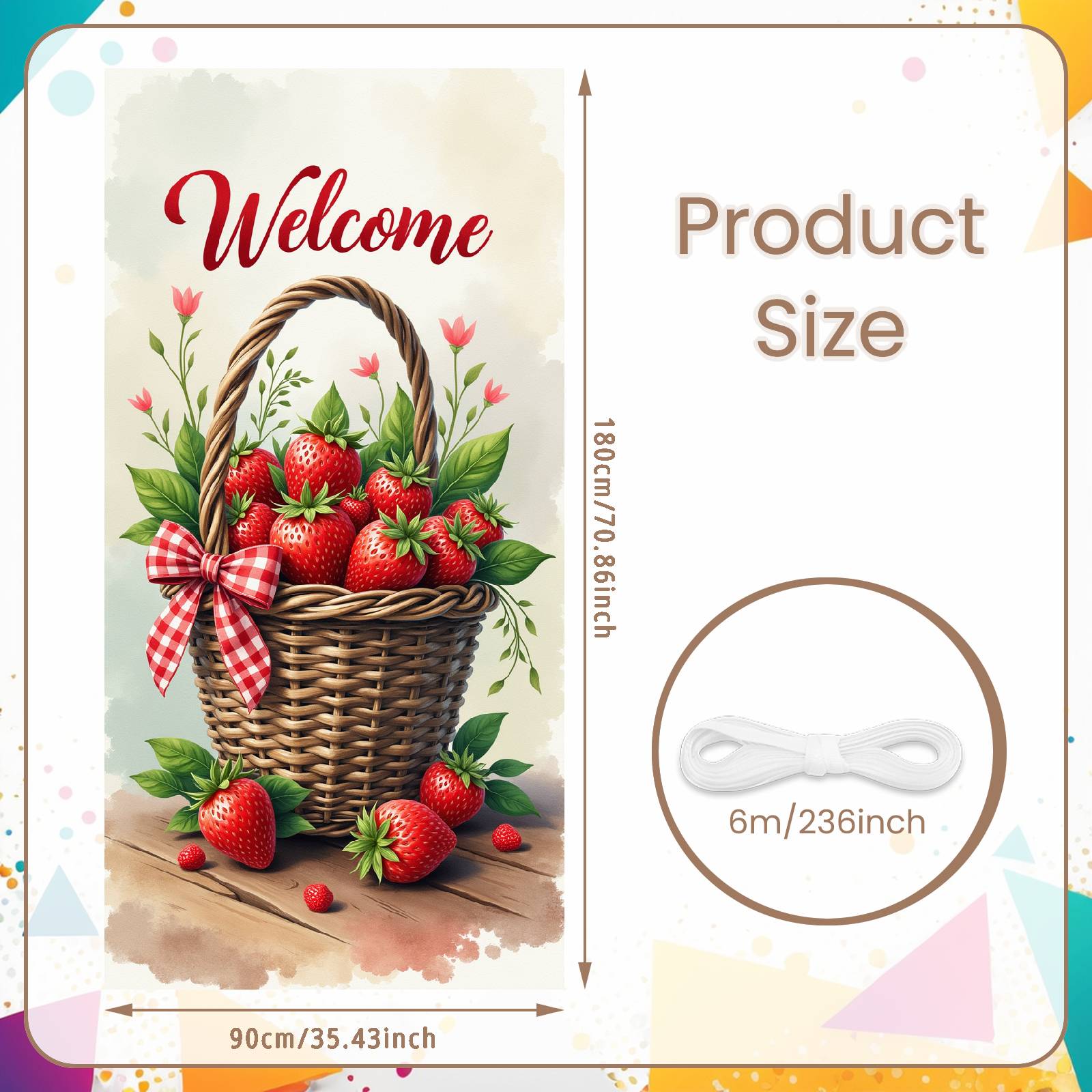 

Strawberry Backdrop Watercolor Design Farmhouse Welcome Banner Summer Party Banner Rustic Garden Display For Home Family