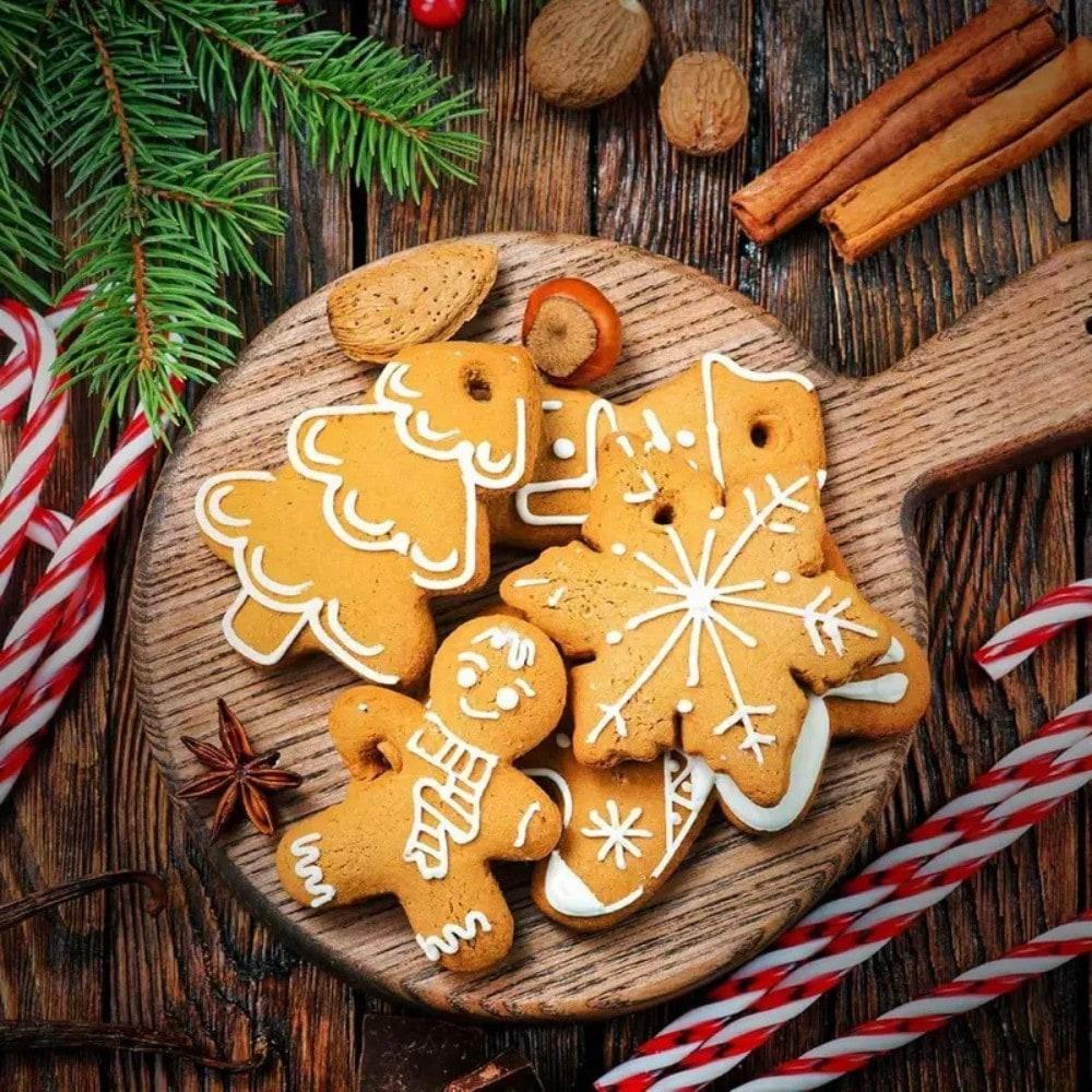 Edelstahl-Ausstecher Weihnachten Thema Brotpressform Backzubehör mit Baum Schneemann Rentier Schneeflocke Form