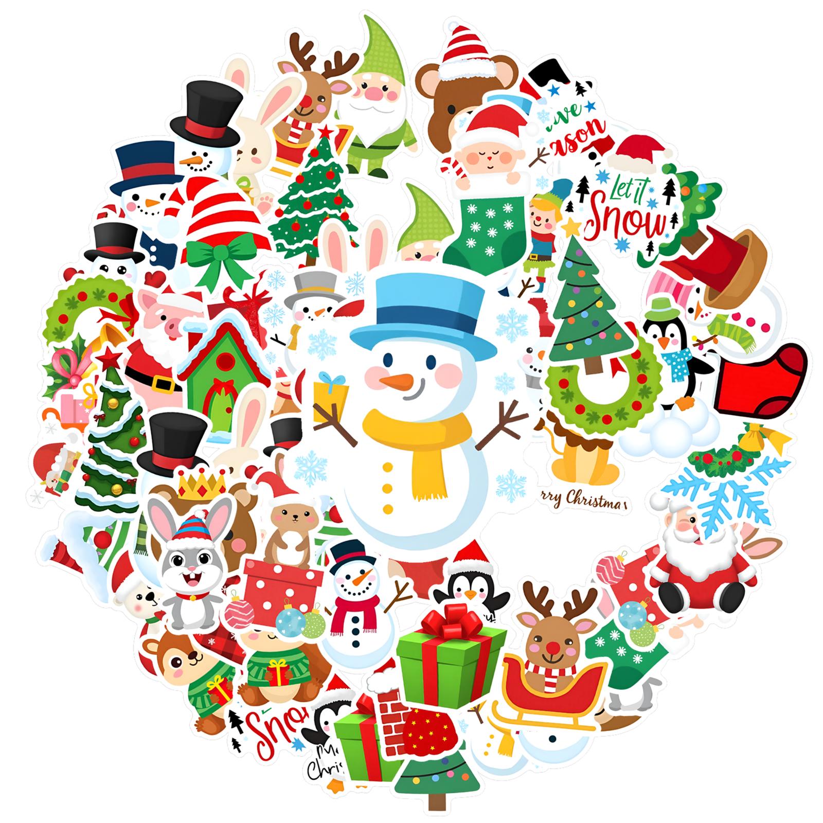 

35pcs-50pcs Jolly Christmas Stickers Cartoon Celebration Stickers DIY Stickers For Notebook Luggage Mobile Phone Cup