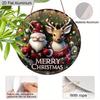 Panneau de Noël Plat en Aluminium 2D avec Motif Père Noël et Élan - Ornements Figurines Rustiques - Idéal pour Porte d'Entrée, Mur, Porche, Décoration de Fenêtre - Idéal