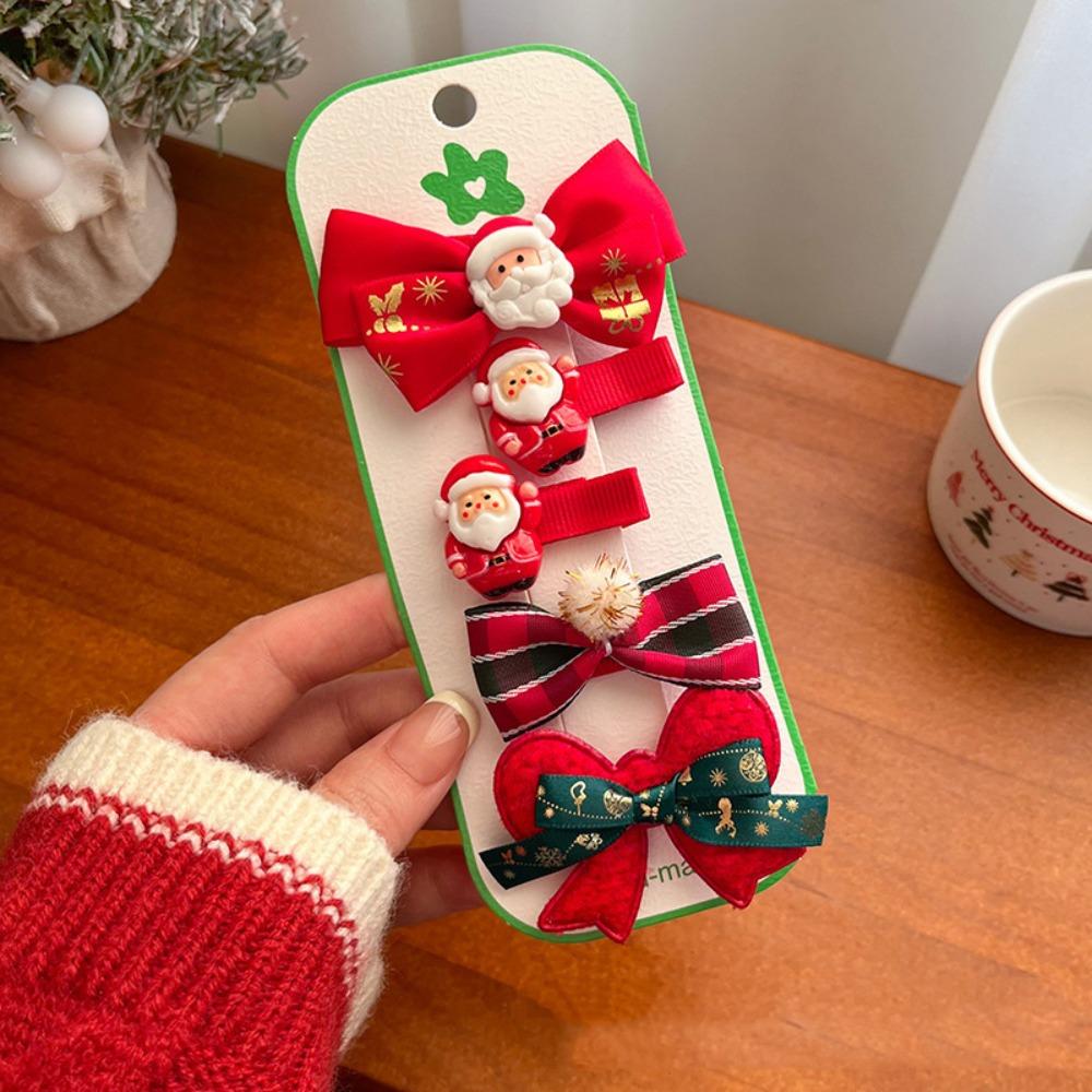 Bow Christmas Hairpin Resin Xmas Barrettes Exquisite Christmas Hair Clip Set Christmas Gifts