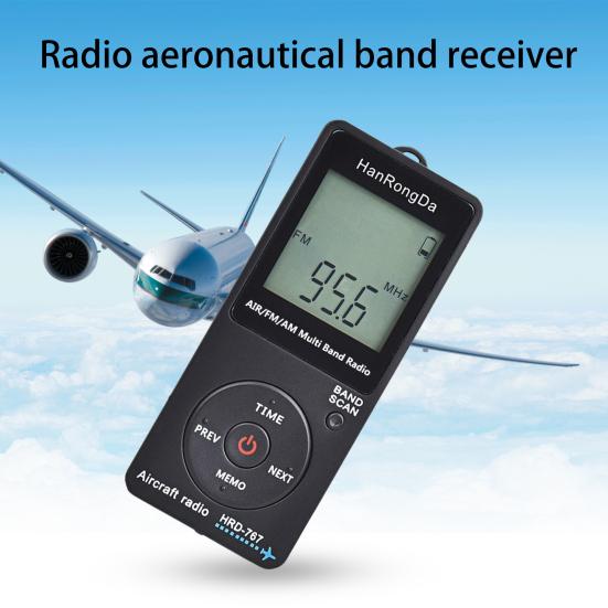 HRD-767 Digitalradio Mini-LCD-Display mit Kopfhörer FM/AM/AIR Tragbar Aviation Band