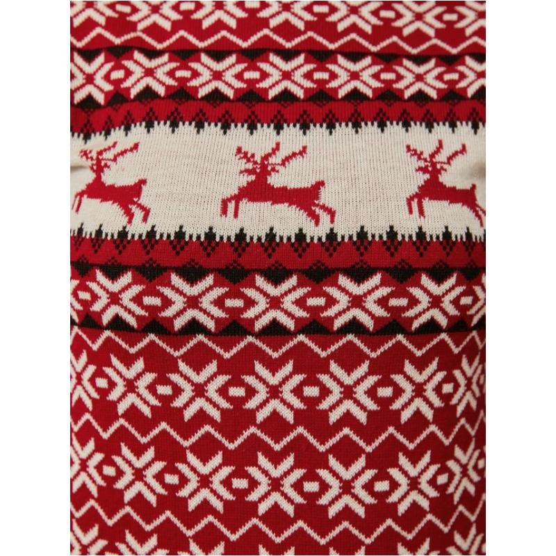 Women Loose Fit Long Sleeve Reindeer Jacquard Winter Sweater
