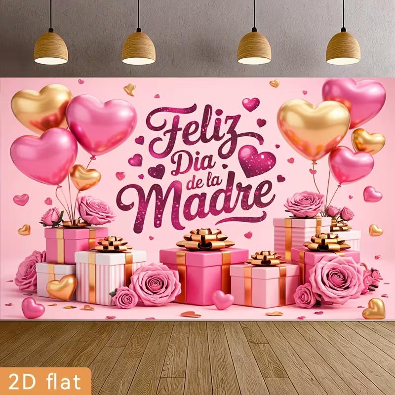 

2D Pink Gold Mother s Day Photography Backdrop, Hearts & Rose Background 47.2x31.5inch/120*80cm