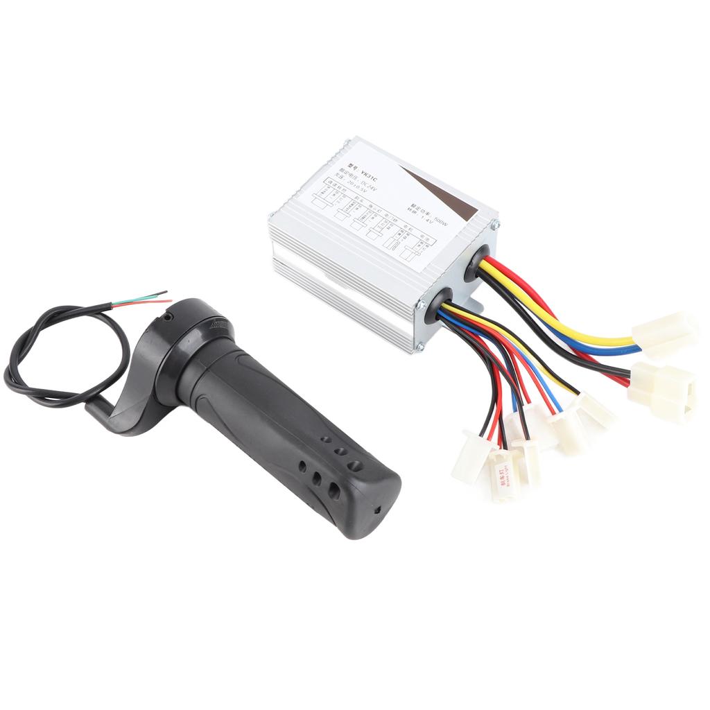 24V 500W Brushed Controller Broken Line Electroplate Throttle Grip Set for Electric Bike