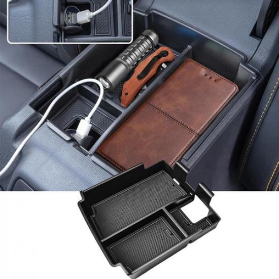 For 2025 Ford Bronco 4 Door Center Console Organizer Armrest Storage Tray Black