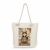 Samurai Cat Print Thick Rope Single-shoulder Beach Bag 7235