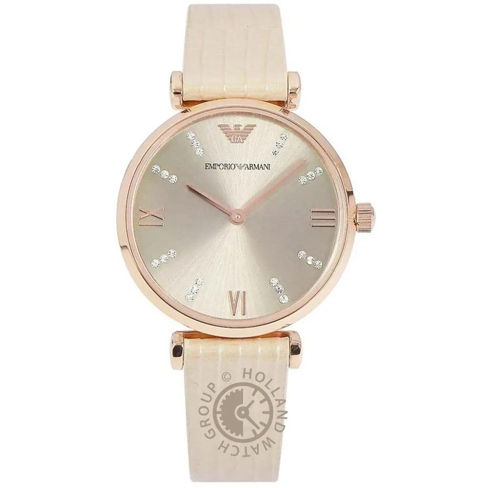 Emporio Armani Gianni T-Bar Beige Leather Ladies Quartz Watch AR1681 бежевый