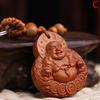 Lucky Jewelry Wood Carving Buckle Buddha Pendant Keychain Car Bag Keyring