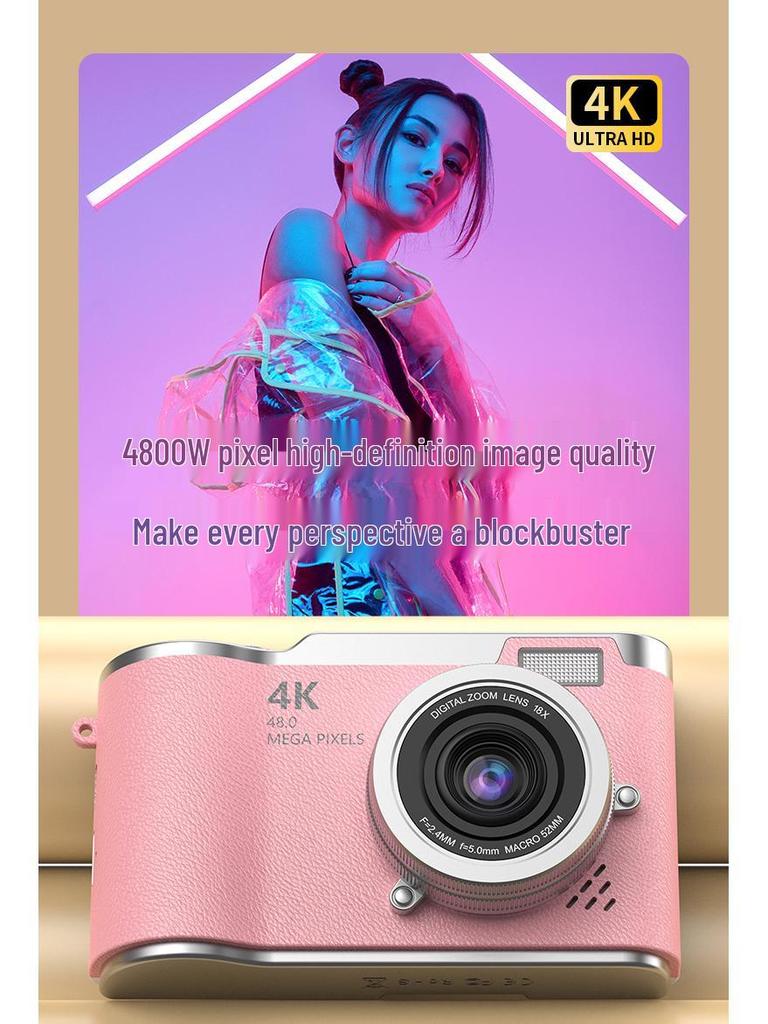 4K HD digitální fotoaparát, vysoký počet pixelů, připravený na selfie, mobilní nahrávání, cestování studentů, CCD ve stylu retro