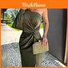Sommer Off-Shoulder Wickelkleid Mit Schlitz Aus Dehnbarem Polyester Für Freizeitkleidung