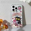 Cute Black Cat Strawberry Drink Clear Phone Case for iPhone 17 16 15 14 13 12 11 16E Series Pro Max Plus Double Layer Protection