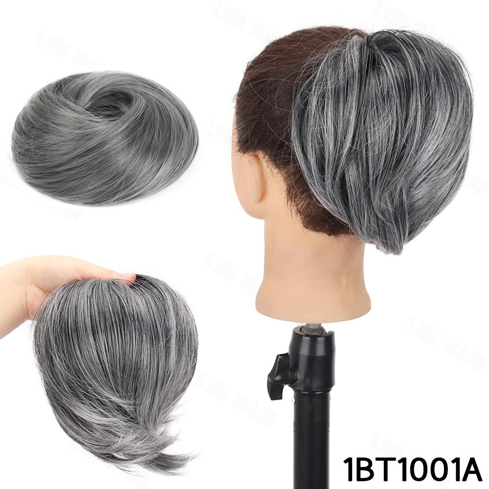 Synthetic Short Straight Wig Extensions Elastic Donut Bun Chignon Scrunchies Hairpieces Ponytail For Women Daily Use