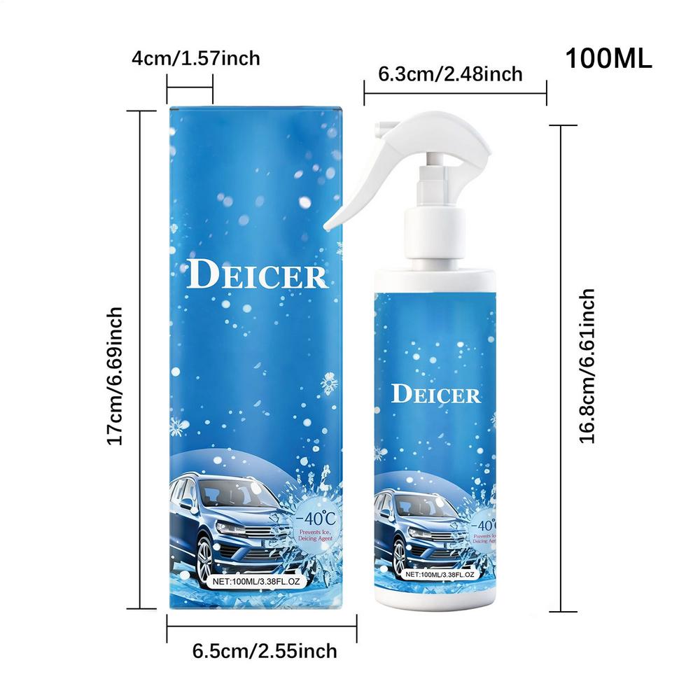 

Deicer Spray Quick 100ml Long-Lasting Auto Defogger Car Windshield Defroster for Frost Cleaning Window Truck SUV Vehicle Roof