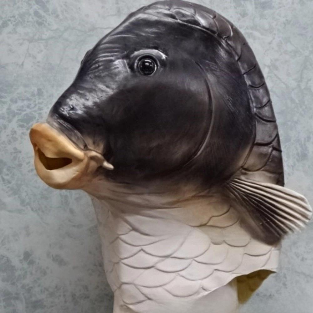 

Head Mask Goldfish Themed Parties Prank Halloween Masquerade Costume Latex Props чёрный