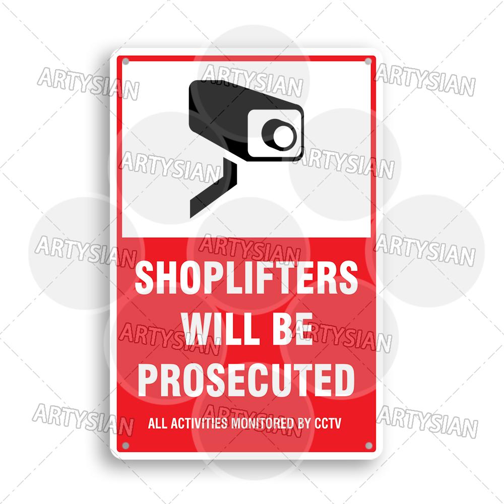 CCTV Surveillance Metal Sign Shop Security Plaque Camera Monitoring Shoplifting Warning Crime Deterren Safety Alert 24-Hour