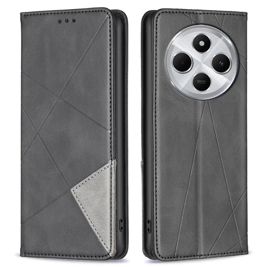 For Xiaomi Poco C75 4G/Redmi 14R 5G/14C 4G Case Card Slots Geometry Imprint Leather Phone Cover