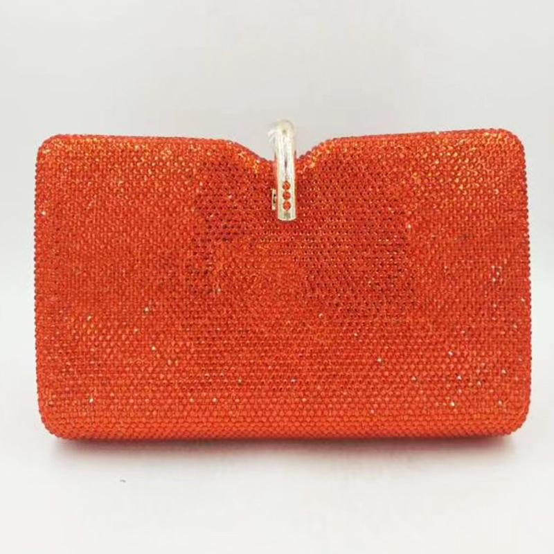 Coffee/Red Crystal Large Evening Clutches Diamond Wedding Purses Rhinestone Party Handbags Silver Bridal Dinner Clutch Bag