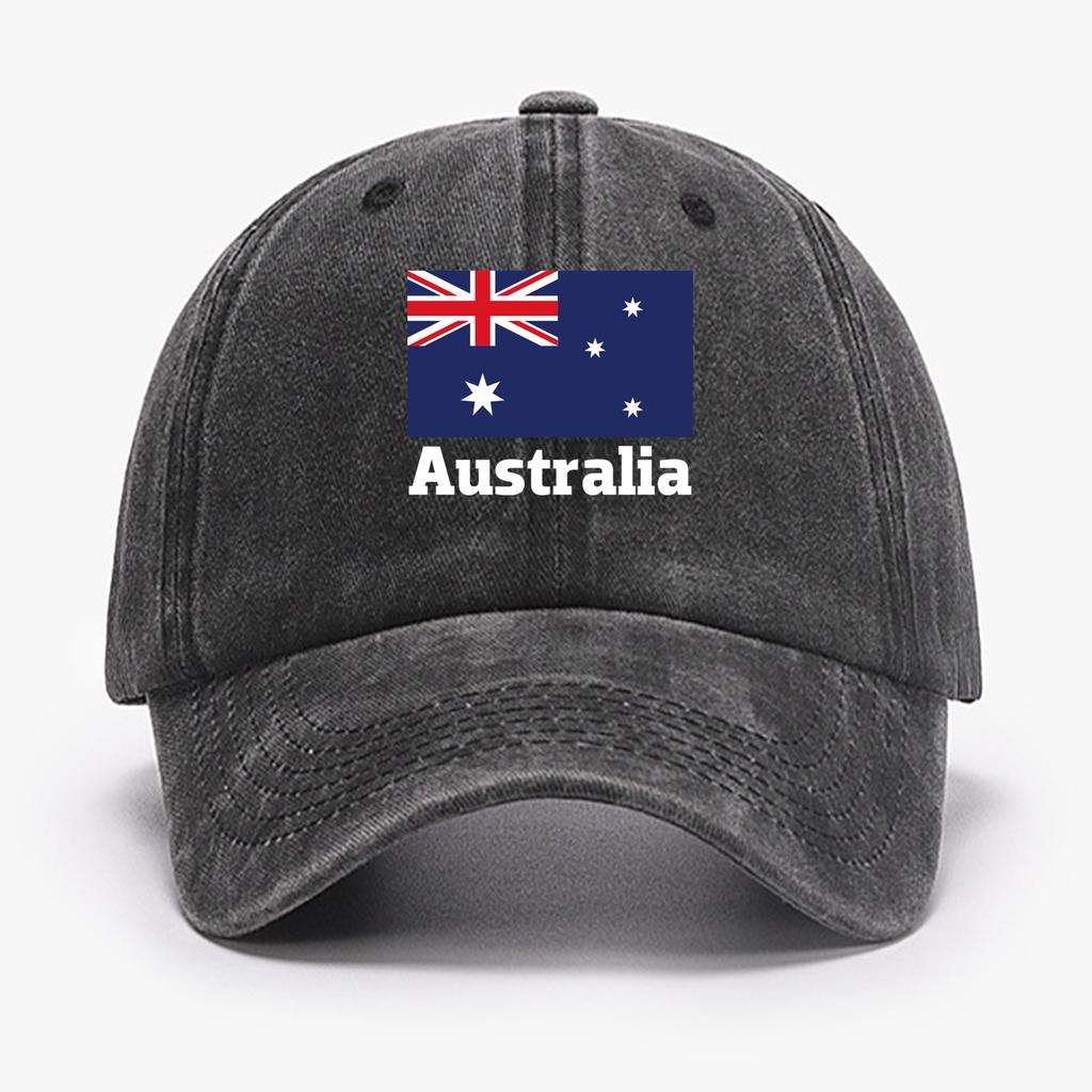 Australian Flag Print Baseball Cap Unisex AdjustableHat Sun Protect Dad Hat Washed Cotton UnisexCaps for Outdoor Traverl Hiking