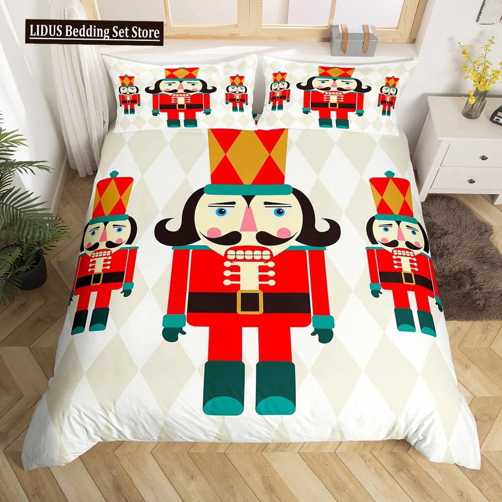 Christmas Gnomes Duvet Cover Set Santa Claus Xmas Comforter Cover Merry Christmas Bedding Sets Winter Snow Holiday Quilt Cover