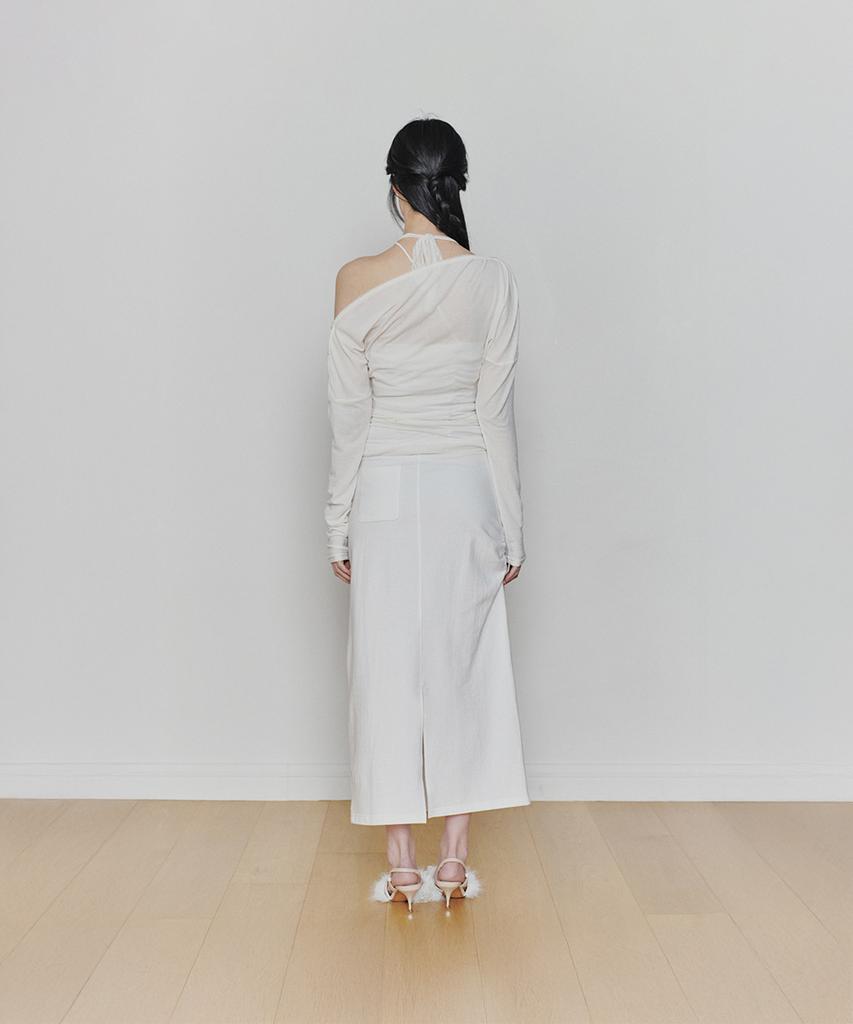 PAINORPLEASURE Tied Long Skirt White