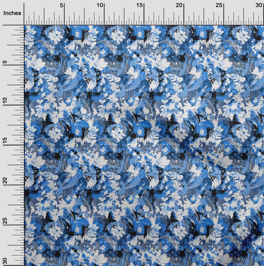 oneOone Cotton Flex Medium Blue Fabric Abstracts Fabric For Sewing Printed Craft Fabric By The Yard 40 Inch