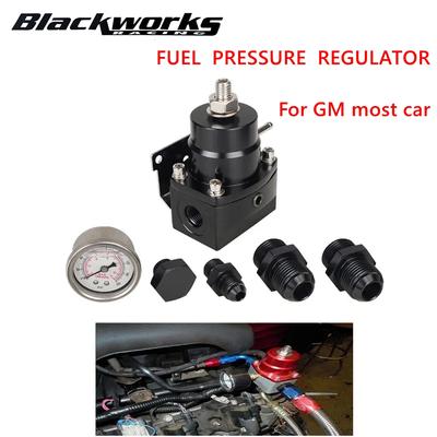 High Pressure Adjustable Fuel Pressure Regulator Oil Gauge With AN8/10 Feed Fitting & AN6 Return Line Fitting & AN8/10 End Cap
