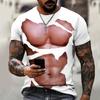 3D Casual Faux Hole Slit Print T Shirt Men White Black Summer Tee Man O Neck Short Sleeve Loose Tops Breathable Couples T Shirts