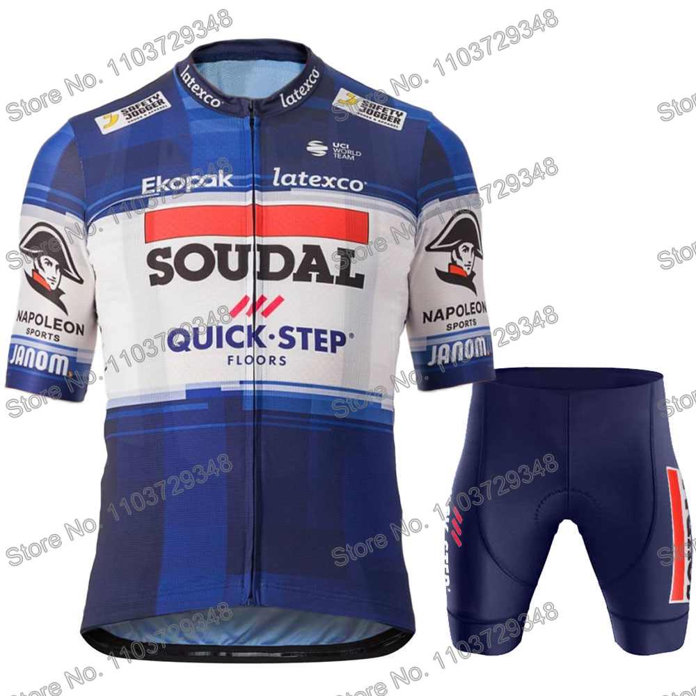 Soudal Quick Step Cycling Jersey Men's Set Summer Cycling Clothing Road Race Bike Shirt Suit MTB Women Bicycle Bib Shorts