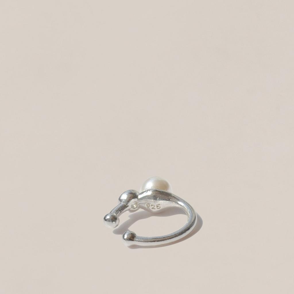 47Bag 925 Silver Pearl Cubic Ring Ear Cuff Suzy / Suzie
