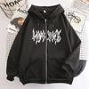 Women's Hooded Zip Up Loose Fit Long Sleeve Printed Butterfly Casual Cardigan Sweatshirt Jacket