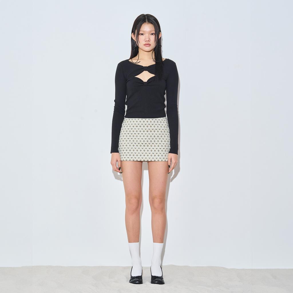 Leobyui Grey Bird Brocade Skirt