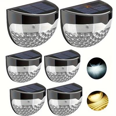 Staaricc 6 Packs Solar Fence Lights, Solar Deck Lights, Solar Wall Lights, Solar Wall-Mounted Lights, 6 LED Outdoor Fence Deck Garden Garage Patio