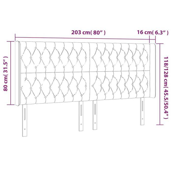 VidaXL Tête de Lit à LED Meuble de Chambre à Coucher Accessoire de Lit Double Tête de Cadre de Lit Intérieur Gris Foncé 3124451