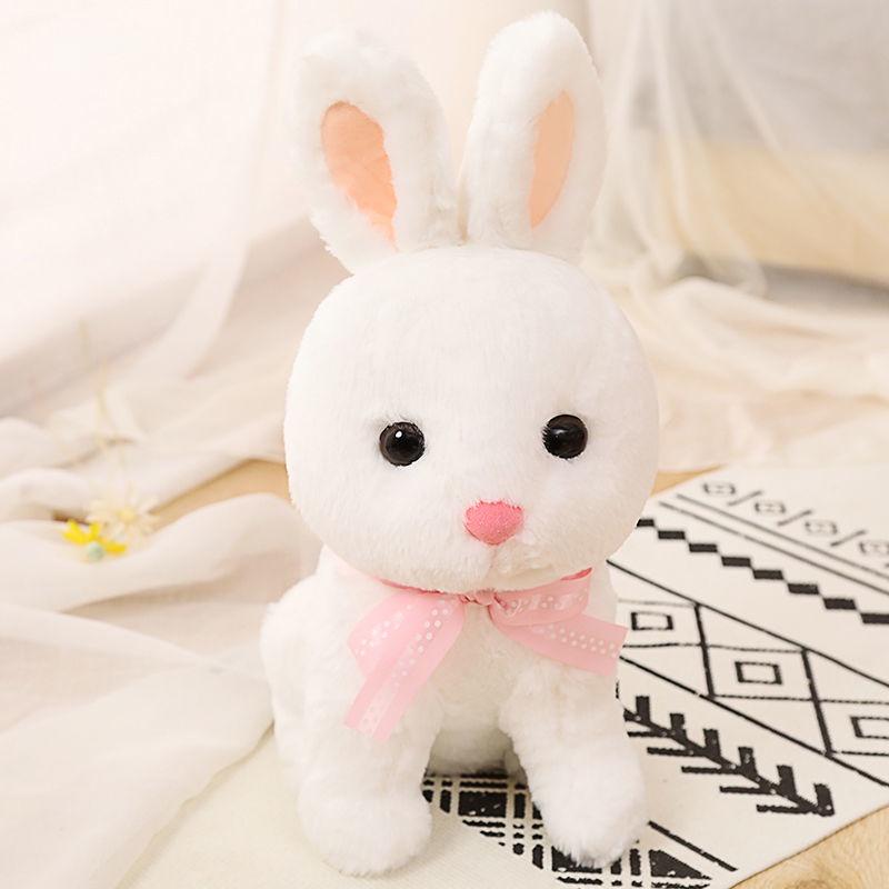 Emulational Rabbit Plush Toys Little Bunny Figurine Doll Girlfriend Scarf Rabbit Children Gift Desk Living Room Car Interior Decoration Fashion Girl