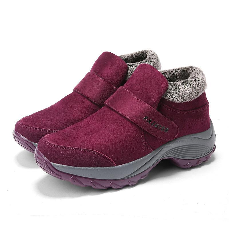 Autumn and winter cotton shoes thickened medium casual shoes women's velvet warm outdoor sports walking women's shoes