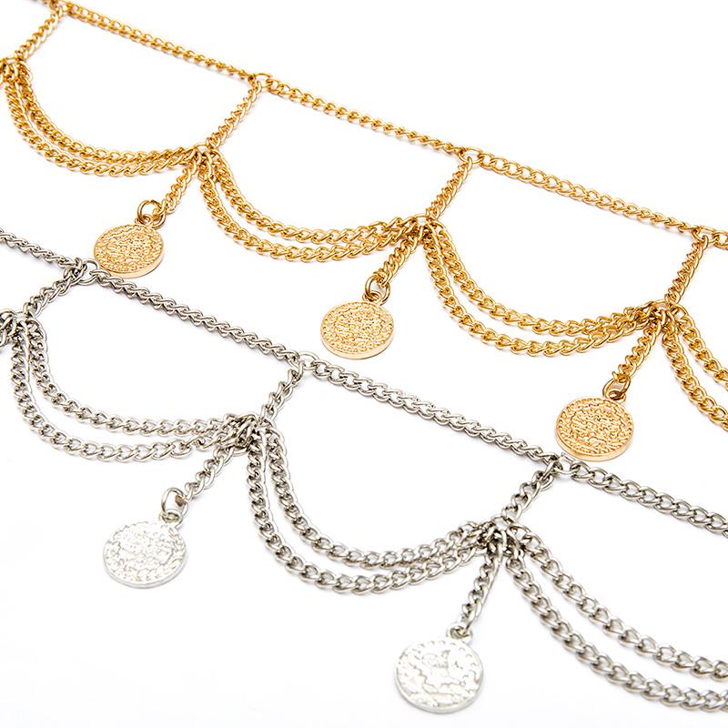 Dames Sexy Zilver Goud Meerlagig Retro Kwastjes Taille Riem Ketting Lichaams Sieraden