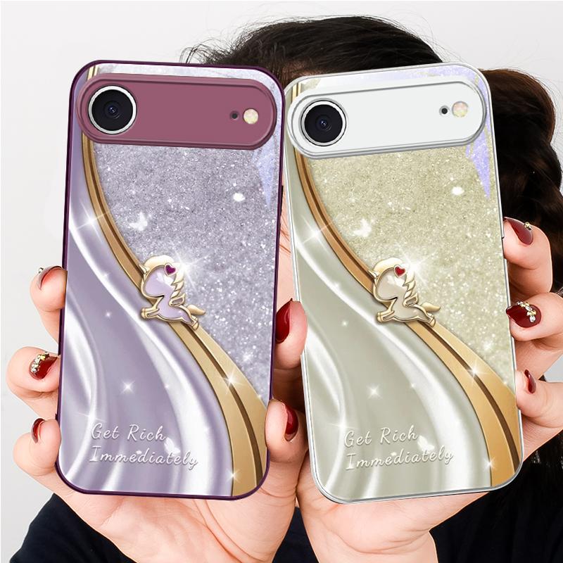Ein verträumtes lila Einhorn Für iPhone 17 Air 16 E 15 14 13 Plus 12 mini 17 Pro Max 11Pro XR Xs 16E 7 8 11 Gehärtetes Glas Handyhülle