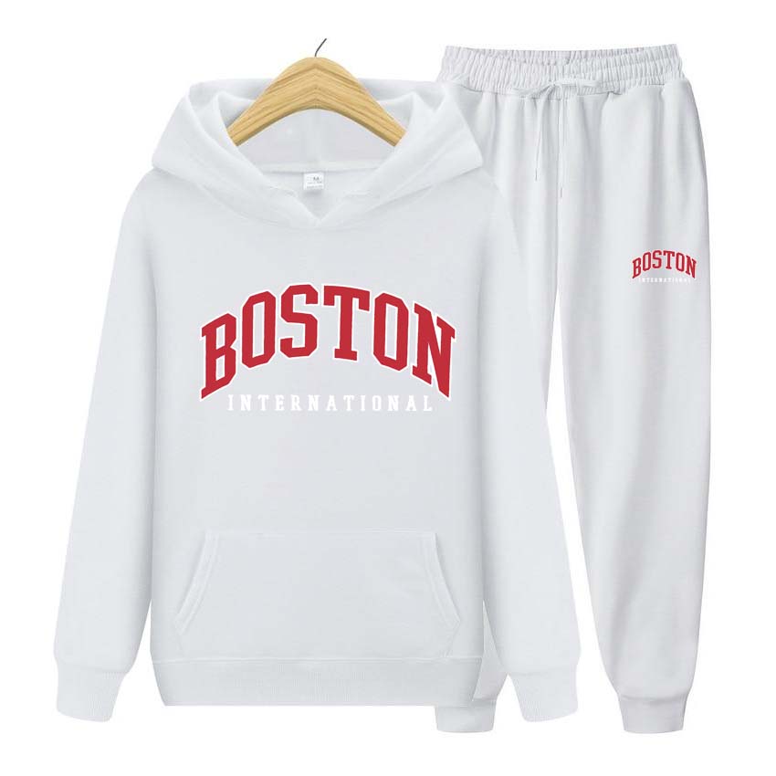 Mikiny + Kalhoty Dvoudílná sada Boston Potisk Pánské Dámské Mikiny Teplákové soupravy Jogger Kalhoty tlusté Teplé oblečení Muži