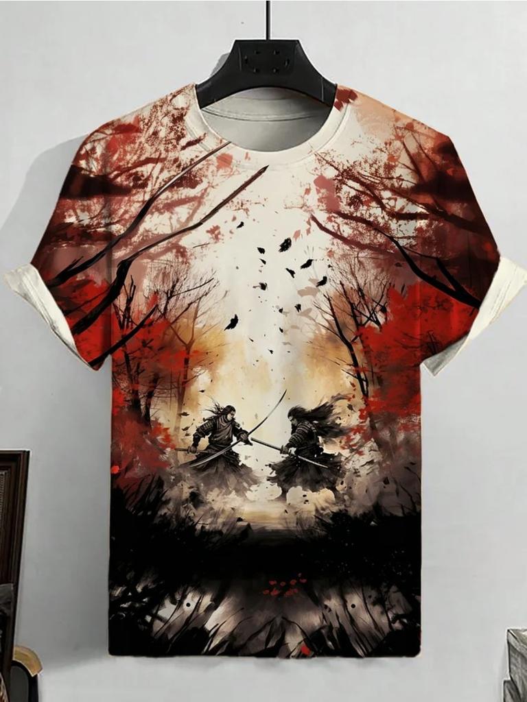 Japanese Ukiyo-E 3D Printed Men's T Shirts Short Sleeved Tee Tops O-Neck Shirts Party Summer Casual Men's Clothing Apparel