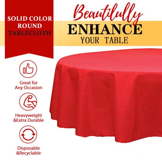 10Pcs Plastic Table Cloth 84 Inch Disposable Tablecloth Easy Cleaning Round Table Cover Parties Picnic Birthday Wedding Supplies