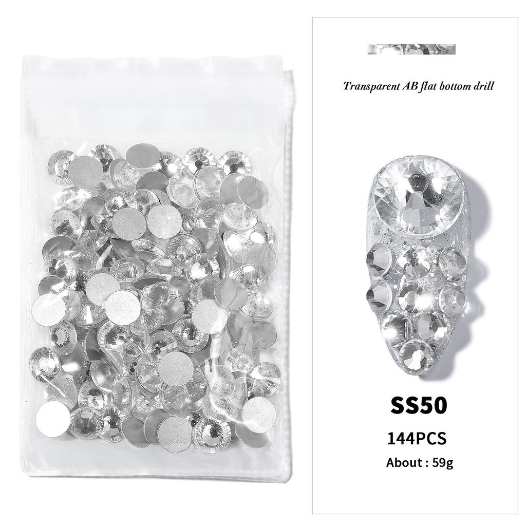 Nail Art Flat Bottom Drill Transparent Drill Ab Drill Nail Drill Diy Nail Ornament Nail Art Ornament Rhinestone