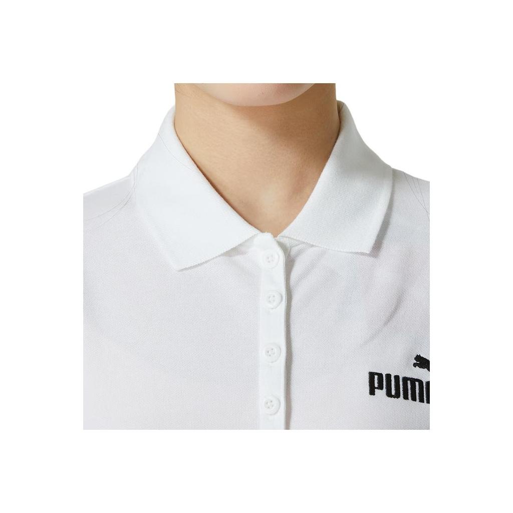 Puma Solid Color Casual Comfortable Breathable Short Sleeve Polo Shirt Women Tops White 630564-02
