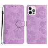 For iPhone 16 Pro Case Flower Design Leather Flip Phone Cover with Card Holder Wrist Strap