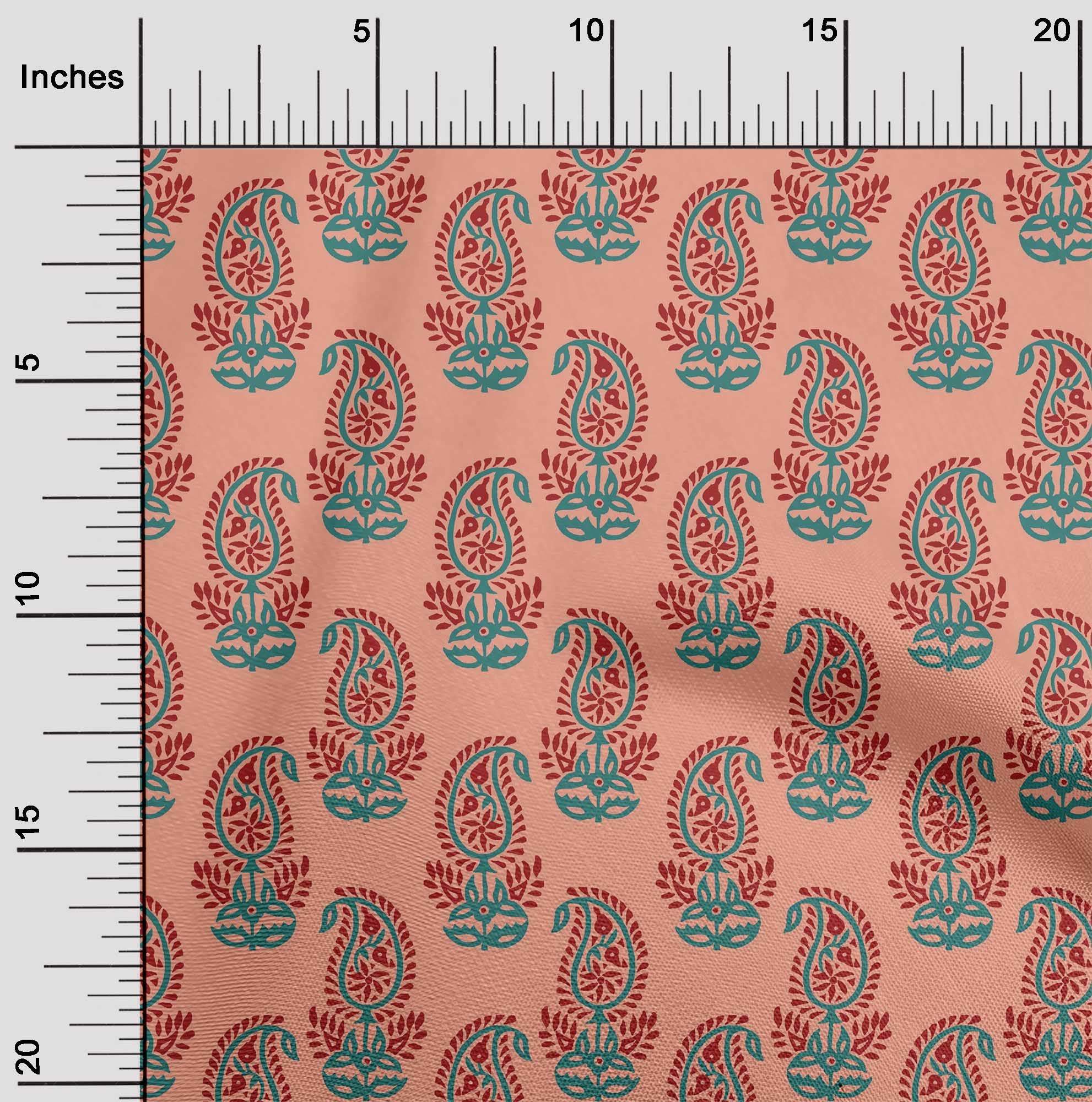 

oneOone Cotton Flex Black Fabric Paisley Block Quilting Supplies Print Sewing Fabric By The Yard 40 Inch 42 Inch Wide - Viscose Chiffon персиковий