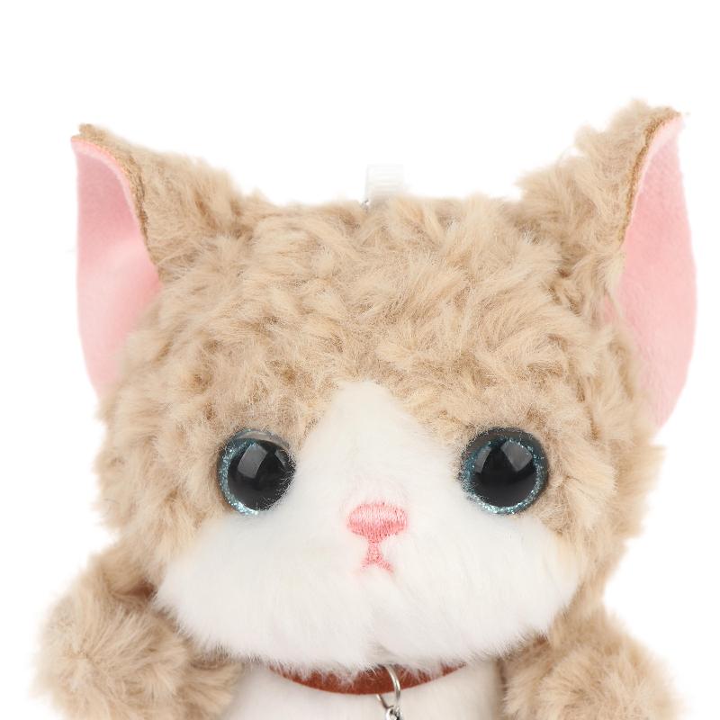 Cute Bell Cat Plush Keychain Adorable Curly Hair Kitten Stuffed Toy Soft Bag Hanging Pendant for Party Favors Souvenir